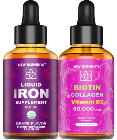 New Elements Iron & Liquid Biotin Collagen Vitamin D3
