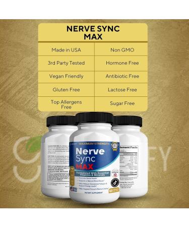 GREENVIFY Nerve Sync MAX Supplement 60 Capsules Vegan Friendly with Essential Vitamins & Minerals for Nerve Health. (1) - Buy Online on GoSupps.com