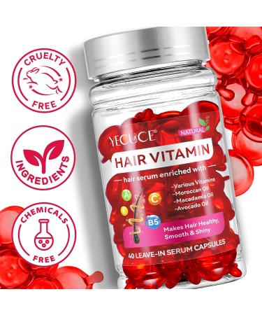 Hair Vitamin Serum Oil Capsule Hair Treatment Serum with Vitamins A C E Pro B5 and Argan Macadamia Avocado Oils No Rinse and Safe for All Hair For Men & Women - Buy Online on GoSupps.com