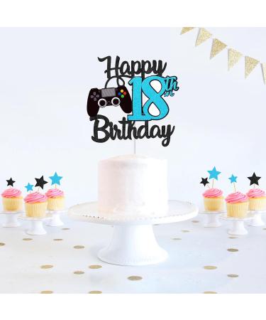 Joyeah Happy 18th Birthday Cake Topper Glitter Video Game Cake Pick Game On Cheers to 18 Years Cake Decoration for Game Theme Happy 18th Birthday Party Supplies Blue Blue-18th - Buy Online on GoSupps.com