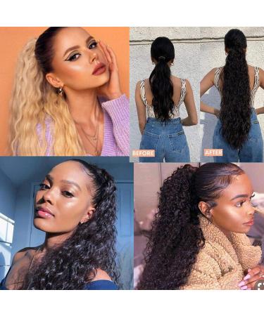 Ponytail Extension Clip-In 60cm Dark Black Wavy Hair Braid - Realistic Hair Corn Wave Clip with Clamp - Buy Online on GoSupps.com