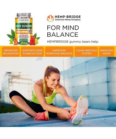 Hempbridge Hemp Gummies - 2 Pack - USA Made Omega 3 Supplement for Pain Relief - 60 Count Gummies with Vitamins B & E - Max Value Formula - Buy Online on GoSupps.com