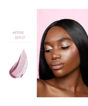 PINK GOLD Highlighter Makeup Palette - Shimmer Contour Powder for Brightening & Long-Lasting Illumination with Mirror - Cheek Highlighter Makeup - Buy Online on GoSupps.com