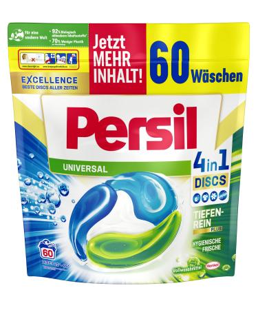 Persil Universal 4in1 Discs (60 Washpia) fully detergent with deep clean-plus technology combats stubborn stains 92% biodegradable ingredients* 60 pieces (1 Pack)