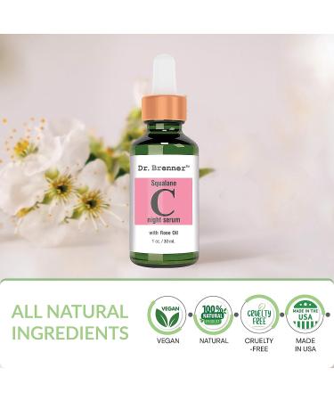 Dr. Brenner Vitamin C Serum Night Oil with Squalane & Rose Oil - 1 oz for Firm & Glowing Skin - Buy Online on GoSupps.com