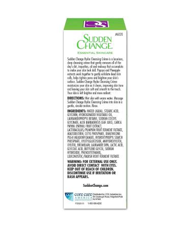 Sudden Change Hydra Cleansing Creme 3oz - Gentle Facial Cleanser for Hydrated Skin - Buy Online on GoSupps.com