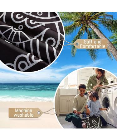 Waterproof Sandproof Oversized Beach Blanket 79x79 - Lightweight Portable Outdoor Mat for Travel, Camping & Vacation - Black Mandala Design - 1-4 Person Size - Buy Online on GoSupps.com