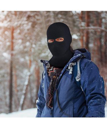 Geyoga Kids Balaclava Ski Mask - Black Winter Knit Face Cover with 2 Holes | Adult Size Perfect for Cold Weather - Buy Online on GoSupps.com