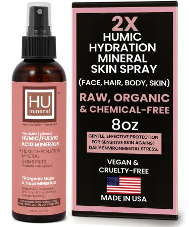 2X Humic Hydration Mineral Spray Organic Humic Acid Fulvic Acid Spray with Major & Trace Minerals Electrolytes & Silica to Boost Collagen - Plant-Based for Skin Hair & Body Hydration 8 oz