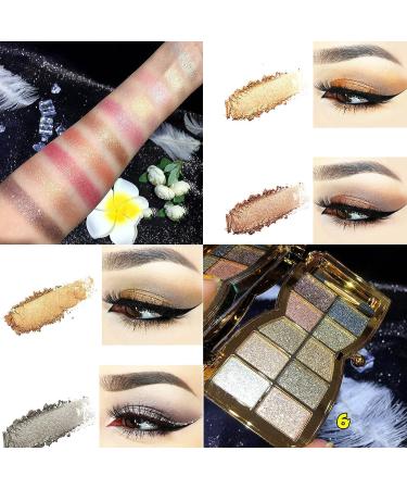 UIFCB Glitter Eyeshadow Palette - 10 Sparkling Colors | Highly Pigmented & Long Lasting Makeup Set in Gold (Type 6) - Buy Online on GoSupps.com