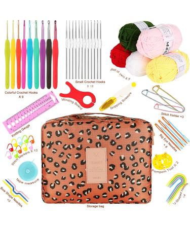 Coopay Crochet Kit: 58PCS Portable Set with Ergonomic Hooks, Yarn, and Leopard Print Case - Perfect for Beginners and Travel - Buy Online on GoSupps.com