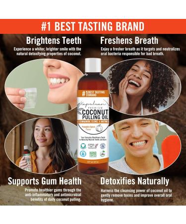 100% Pure Coconut Pulling Oil Mouthwash Natural Teeth & Gums Care with Pumpkin Spice Essential Oils - Buy Online on GoSupps.com