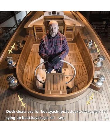 Searoam 4 Inch Brass Boat Cleat - Pack of 2 | Nautical Decor Mooring Accessories - Buy Online on GoSupps.com