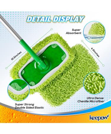 Reusable Microfiber Mop Pads for Swiffer Sweeper - 4 Pack Green | Washable Wet/Dry Cloths for Hardwood Floor Cleaning - Buy Online on GoSupps.com