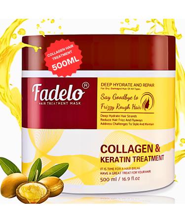 Collagen+Keratin Hair Mask for Damaged Hair-Deep Conditioning with Argan Oil and Vitamin E for Dry Frizzy & Colored Hair - Hydrating Treatment For All Hair Types-Sulfate (500ml Fresh) 16.9 Fl Oz (Pack of 1) Fresh