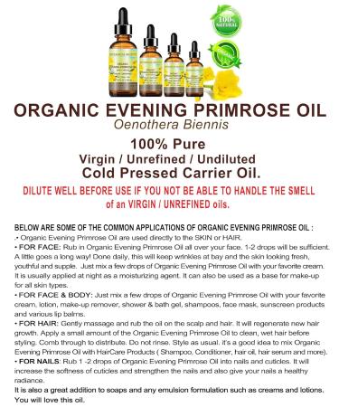 Botanical Beauty Organic EVENING PRIMROSE OIL 100% Pure Natural Undiluted Unrefined Virgin Cold Pressed Carrier Oil. 0.5 Fl.oz.- 15 ml for face skin hair nails 0.5 Fl Oz (Pack of 1) - Buy Online on GoSupps.com