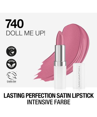 Manhattan Lasting Perfection Satin Lipstick 740 Doll Me Up! Lipstick for intense long-lasting color and moisturizing care - Buy Online on GoSupps.com