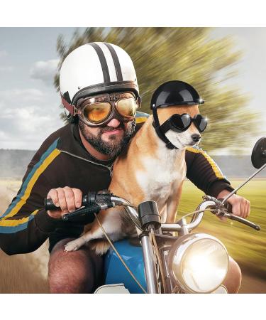 Xuniea Small Dog Helmet and Goggles Set - Puppy Sunglasses UV Protection & Adjustable Safety Hat for Small Dogs - Black - Buy Online on GoSupps.com