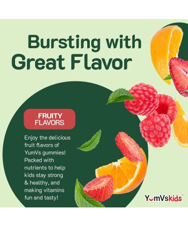 YumVs Kids Multivitamin Gummies - Fruit Flavored Chewable Children's Multivitamin - Kids Vitamins Multivitamin Gummy with 12 Minerals & Vitamins A C D3 E B6 B12 - Kosher Gluten Free (60 Count) - Buy Online on GoSupps.com