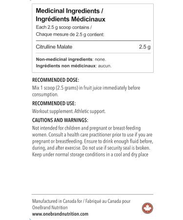 One Brand Nutrition L-Citrulline Malate Powder 100% PURE Vegan (500g) | 200 Servings - Buy Online on GoSupps.com