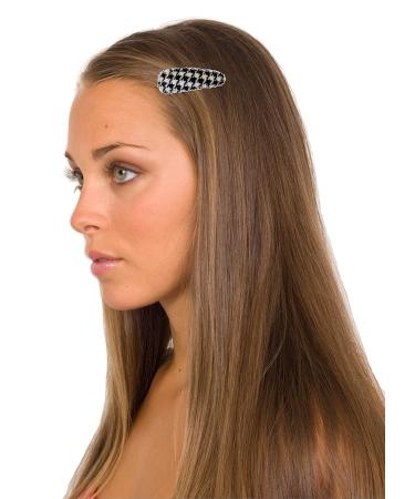Mia Snip Snaps Fabric Covered Metal Hair Clips - Black + White Houndstooth 4pcs | Hair Accessories for Women, Teens, Girls Dance - Buy Online on GoSupps.com