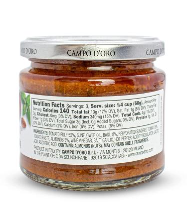 Campo D'Oro Trapanese Pesto Sauce with Tomato, Basil & Almonds - 6.3oz (180g), 100% Made in Italy - Buy Online on GoSupps.com