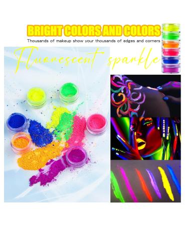 Neon Pigment Eyeshadow Powder - 6 UV Glow Colors for Bold Makeup | FindinBeauty Christmas Face & Body Art - Buy Online on GoSupps.com