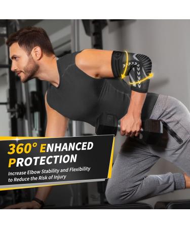 CAMBIVO Elbow Support - 1 Pair, Tennis & Golfers Elbow Sleeve for Men & Women, Arm Compression Brace for Sports, Pain Relief - Black - Buy Online on GoSupps.com