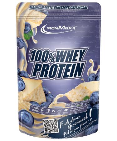 Ironmaxx 100% whey protein powder - blueberry cheesecake 400g bag |Suck -reduced water -soluble protein powder from whey protein |Many different flavors blueberry cheesecake 400 g bags