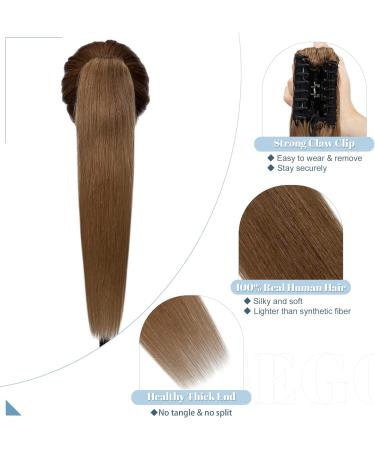 14 inch SEGO Claw on Ponytail Clip in Human Hair Extensions #6 Light Brown One Piece 100% Real Remy Hairpieces Straight (105g) 14 Inch #6 Light Brown - Buy Online on GoSupps.com