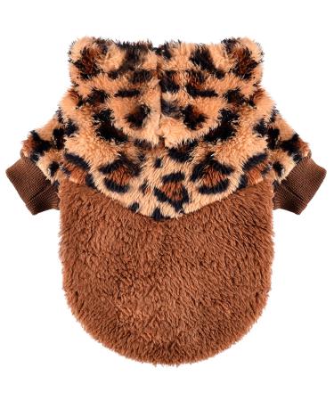 Dog Fleece Sweater Small Dog Sweater Dog Sweaters for Small Dogs Chihuahua Sweater XXS Dog Clothes Fleece Dog Pajamas Dog Cat Sweater Dress Yorkie Winter Clothes XXS Dog Clothing (X-Small) X-Small Leopard