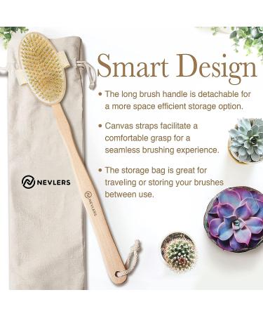 Nevlers Natural Boar Body Brush Set with Detachable Cellulite Brush - Exfoliate and Alleviate with Long Wooden Handle for Dry Brushing and Face Brush - Buy Online on GoSupps.com