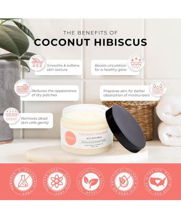 Pure & Gentle Exfoliating Sugar Scrub - DANI Naturals Tropical Coconut Hibiscus | Organic Cane Sugar & Shea Butter Body Polish 14 oz - Best for Smooth Skin - Buy Online on GoSupps.com