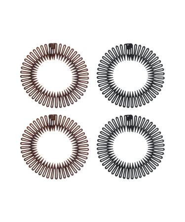 Comb Headband 4 Pieces Full Circular Stretch Comb Headband Flexible Zig Zag Headband Flexi Comb Headband Zigzag Hairband Plastic 90s Headband Zig Zag Hair Band for Women and Girls