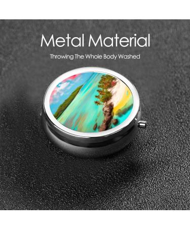 Caribbean Scenery Round Pill Box - 3 Compartment Travel Organizer for Medications - Buy Online on GoSupps.com