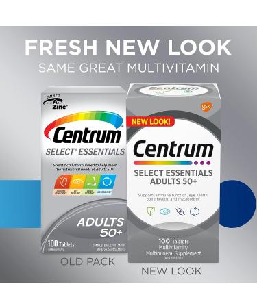 Centrum Select Essentials 50+ Multivitamin 100 Tablets - Complete Adult Supplement - Buy Online on GoSupps.com