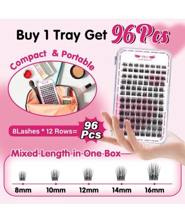 PRO Lash Clusters 96 Pcs - Natural Look Wispy DIY Lash Extensions - Reusable 8-16mm Eyelash Clusters - Super Thin Band - C Curl Timeless - Buy Online on GoSupps.com