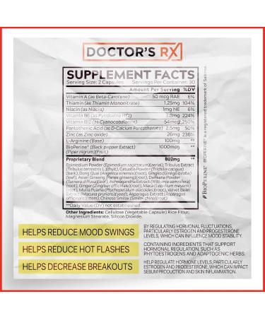 Doctor s RX | #1 Hormone Balancer for Women | Clinically Tested for PMS Menopause Bloating & Fatigue | Ultra Strength Formula with 14 Ingredients | 60 Capsules - 3rd Party Tested - Buy Online on GoSupps.com