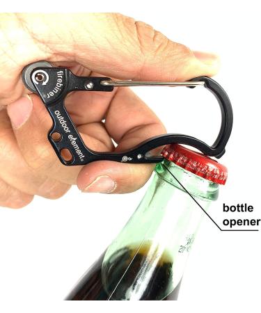 OUTDOOR ELEMENT Firebiner - Fire Starter Carabiner Multi Tool with Utility Blade and Bottle Opener - Keychain Emergency Tool in Black Forest - Buy Online on GoSupps.com
