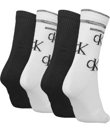 Calvin Klein Women's Crew Socks - White/Black ONE Size (Pack of 4) | Stylish & Comfortable International Shipping - Buy Online on GoSupps.com