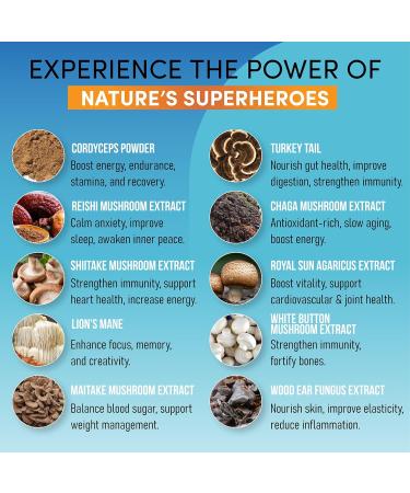 Supplelicious Mushroom 10x 1330mg Per Serving 10 Mushroom Complex for Energy Immunity Focus & Gut Health 60 Capsules 30-Day Supply Non-GMO Made in USA - Buy Online on GoSupps.com