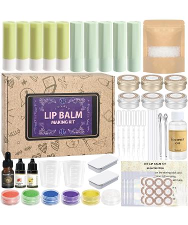 JUYRLE Lip Balm Making Kit- Coconut Lip Gloss Kit with Beeswax Jojoba Oil and Coconut Oil for Adults & Girls Make Your Own Lip Balm DIY Moisturizing Lip Care