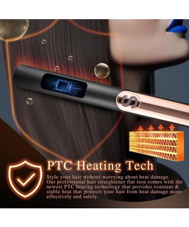 Hair Straightener and Curler 2 in 1 - 15s Fast Heating 5 Temp Settings Large 3D Floating Ceramic - Dual Voltage Flat Iron (Black) - International Shipping Available - Buy Online on GoSupps.com
