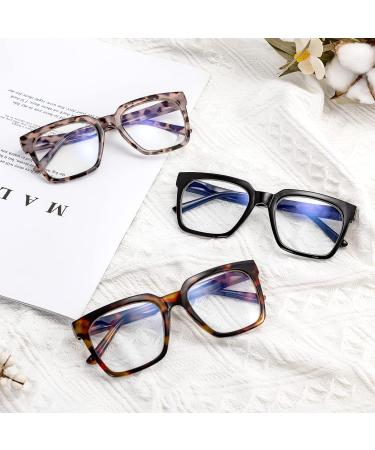 EASY READ 3 Pairs Reading Glasses for Women - Square Computer Blue Light Blocking Anti-UV Readers with Spring Hinge in Black Tortoise & Grey 1.5x - Buy Online on GoSupps.com