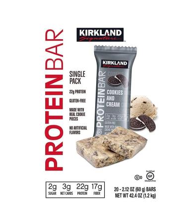 Kirkland Signature Cookies and Cream Protein Bars 20-count - 2.12 oz | High Quality Snack Option - Buy Online on GoSupps.com