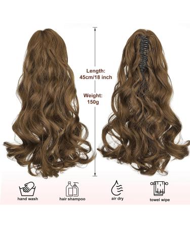 Dcbaboo 18inch Claw Clip in Ponytail Hair Extensions Long Wavy Ponytail Extension Curly Synthetic Pony tails Natural Wave One Piece Hairpiece Fake Ponytail for Women Ash Brown 18 inch 150g Ash Brown - Buy Online on GoSupps.com