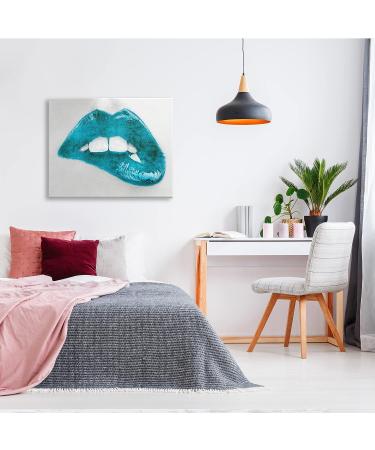 Stupell Industries Modern Blue Lip Bite Glam Photography Canvas Wall Art by Sarah McGuire 40x30 - Silver - Buy Online on GoSupps.com