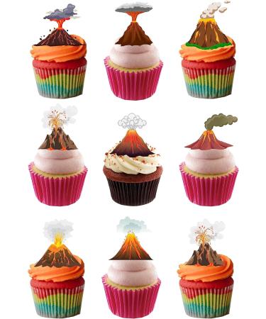 24 Stand Up VOLCANO Themed Edible Wafer Paper Cake Toppers Decorations - Buy Online on GoSupps.com