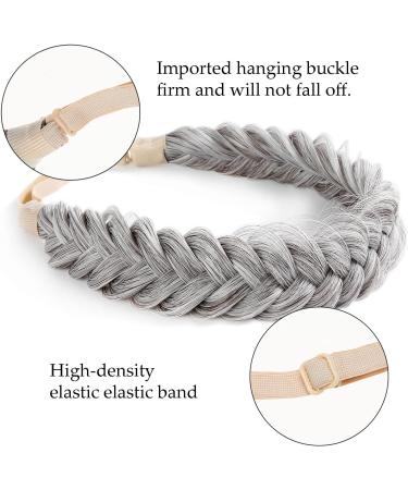 TOECWEGR Extensions Headband Hair Band Braided Classic Chunky Wide Plaited Wedding Fluffy Braids Wig Women Girl Beauty Accessory (Silver) - Buy Online on GoSupps.com