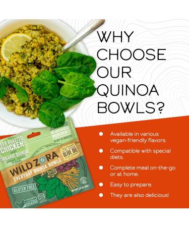 Wild Zora Organic Quinoa Bowls - Herb Roasted Chicken Flavor (3-Pack) | Gluten-Free, Quick & Tasty Meals with Lentils and Olive Oil | Pantry Staple Instant Meal Option - Buy Online on GoSupps.com